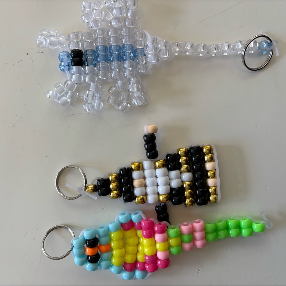 Source Unknown Beaded Animal Keychains - Black, White, Gold, Blue, Pink, Green